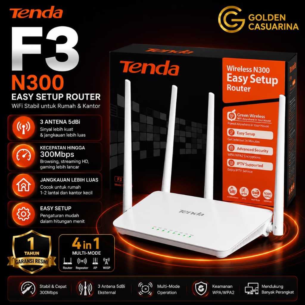 Jual Router TENDA F3, N301 Router Wireless 300Mbps Hight Power | Shopee ...