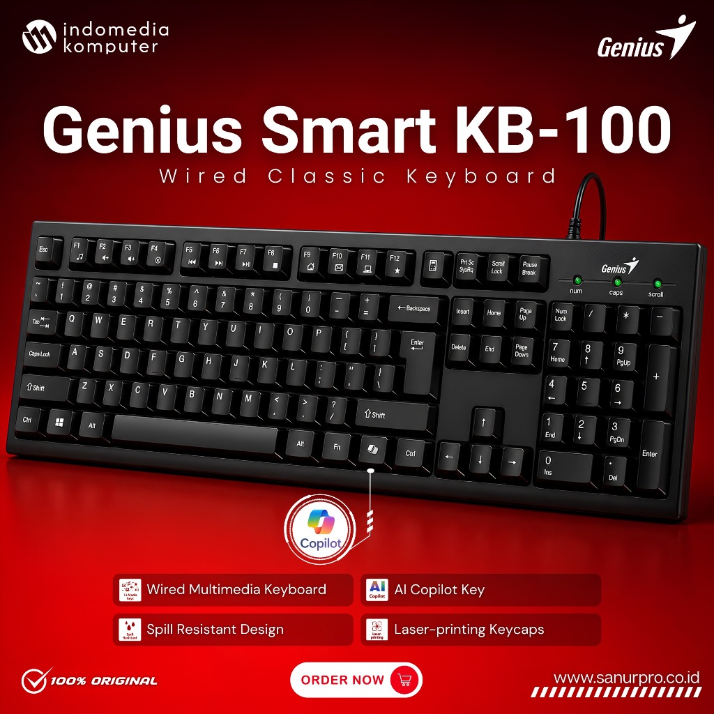 Jual Keyboard Genius KB-100 Smart AI Wired Keyboard Customizable ...