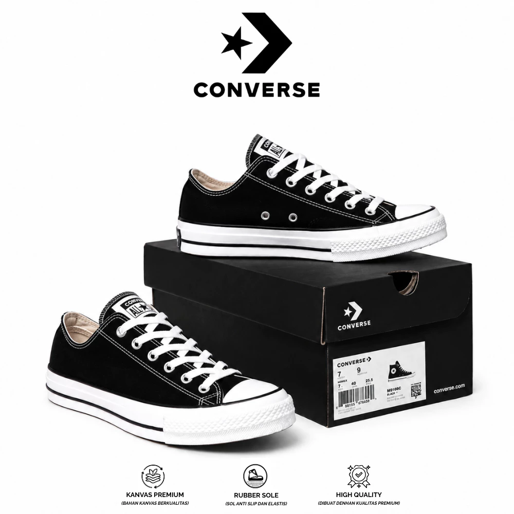 Converse Allstar Low Black White Unisex Terlaris