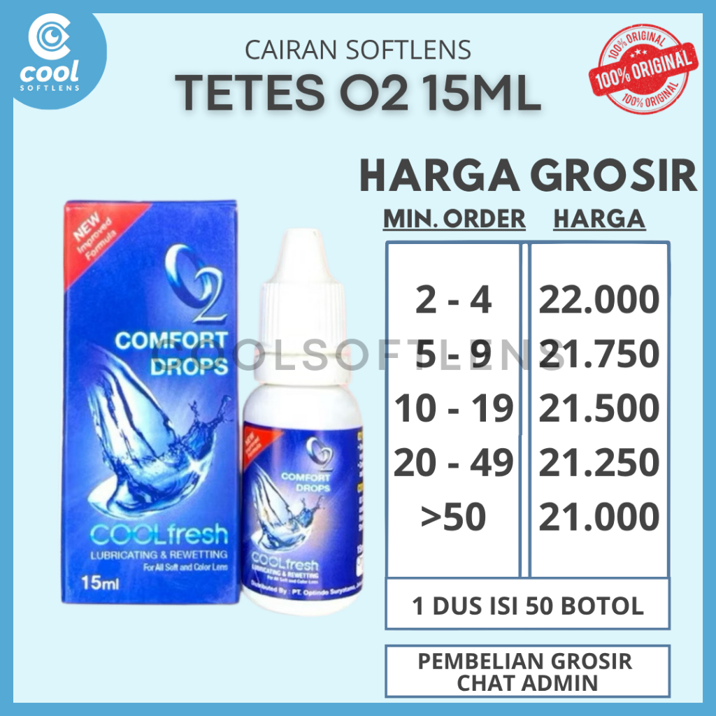 Jual (HARGA GROSIR) Tetes Softlens O2 Comfort Drops 15ml / Tetes Mata ...