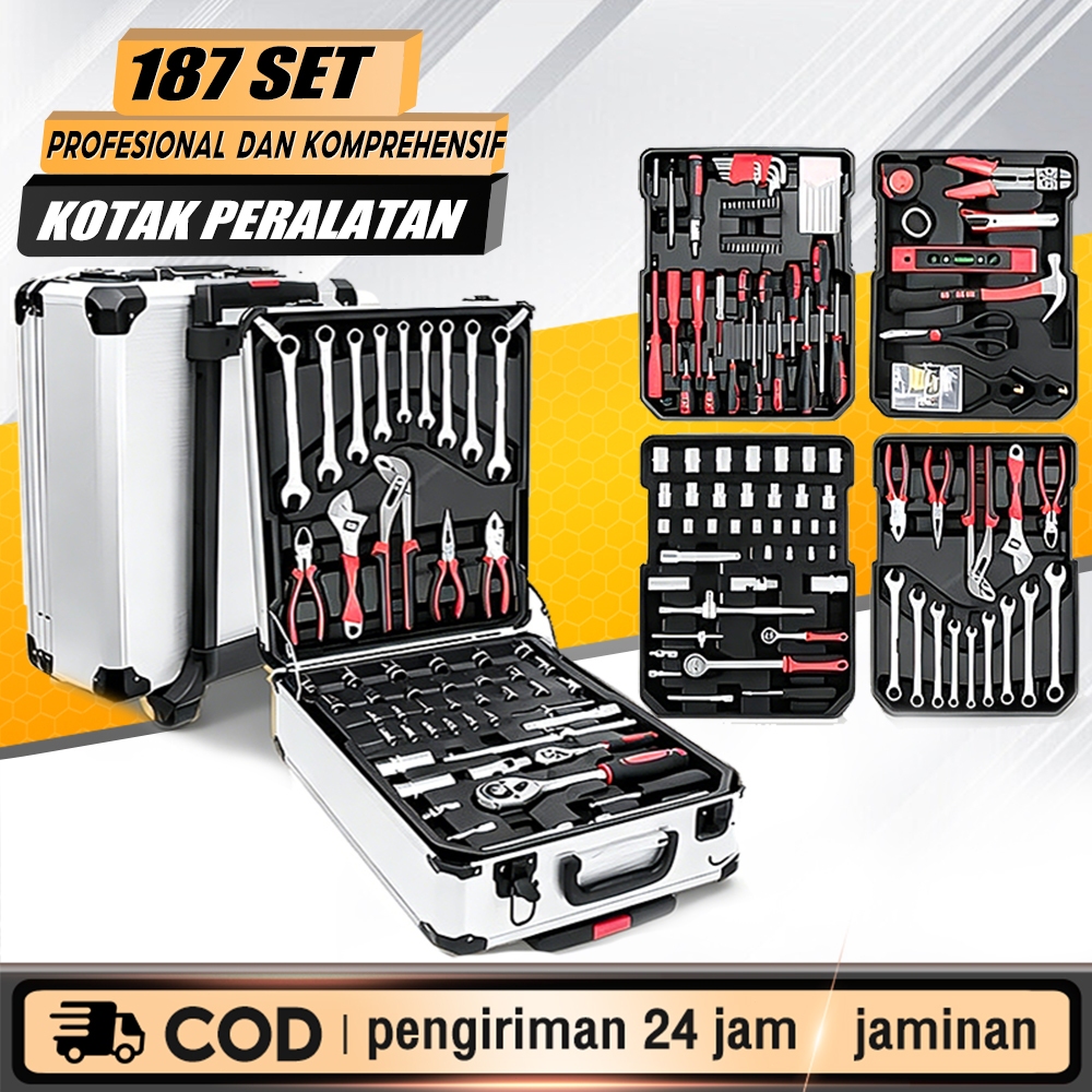 Jual Reaim Tool Set Kunci 187/85/82PCS Shock Socket Koper Lengkap Kotak ...