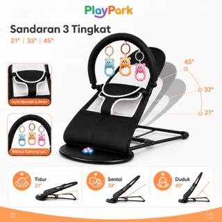 PlayPark Bouncer Bayi Kursi Ayunan Bayi Lipat Nyaman dengan Rak Mainan untuk Bayi Baru Lahir