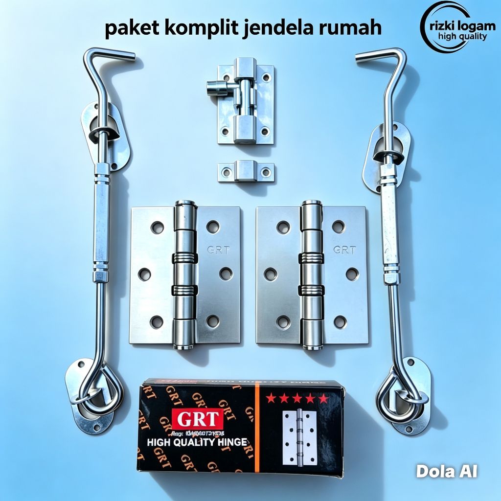 1 Set Paket Jendela Stainless Silver 3 Inch Tahan Karat