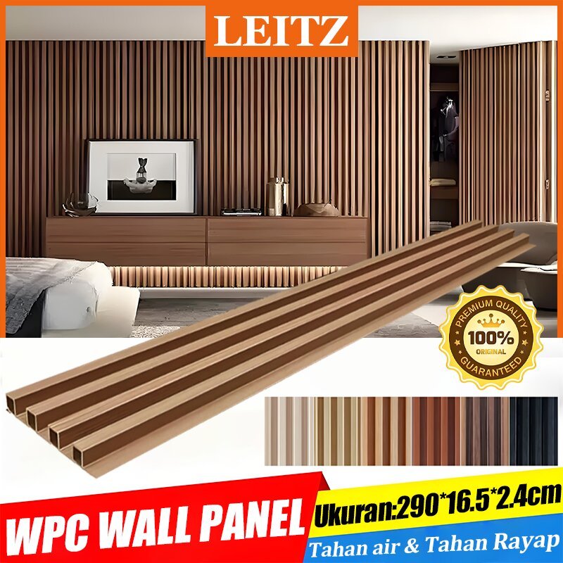 LEITZ - Wood WPC Wall panel 2.9Meter x16.5cm Anti Rayap Dan Anti Air Wall panel PVC Premium Wall Panel 3D Wall panel pvc dinding Wall Panel Hiasan Dinding