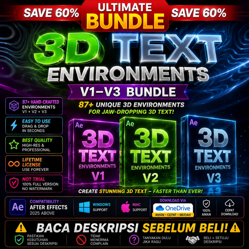 After Effects - Ultimate 3D Text Environments V1-V3 Bundle - 260325