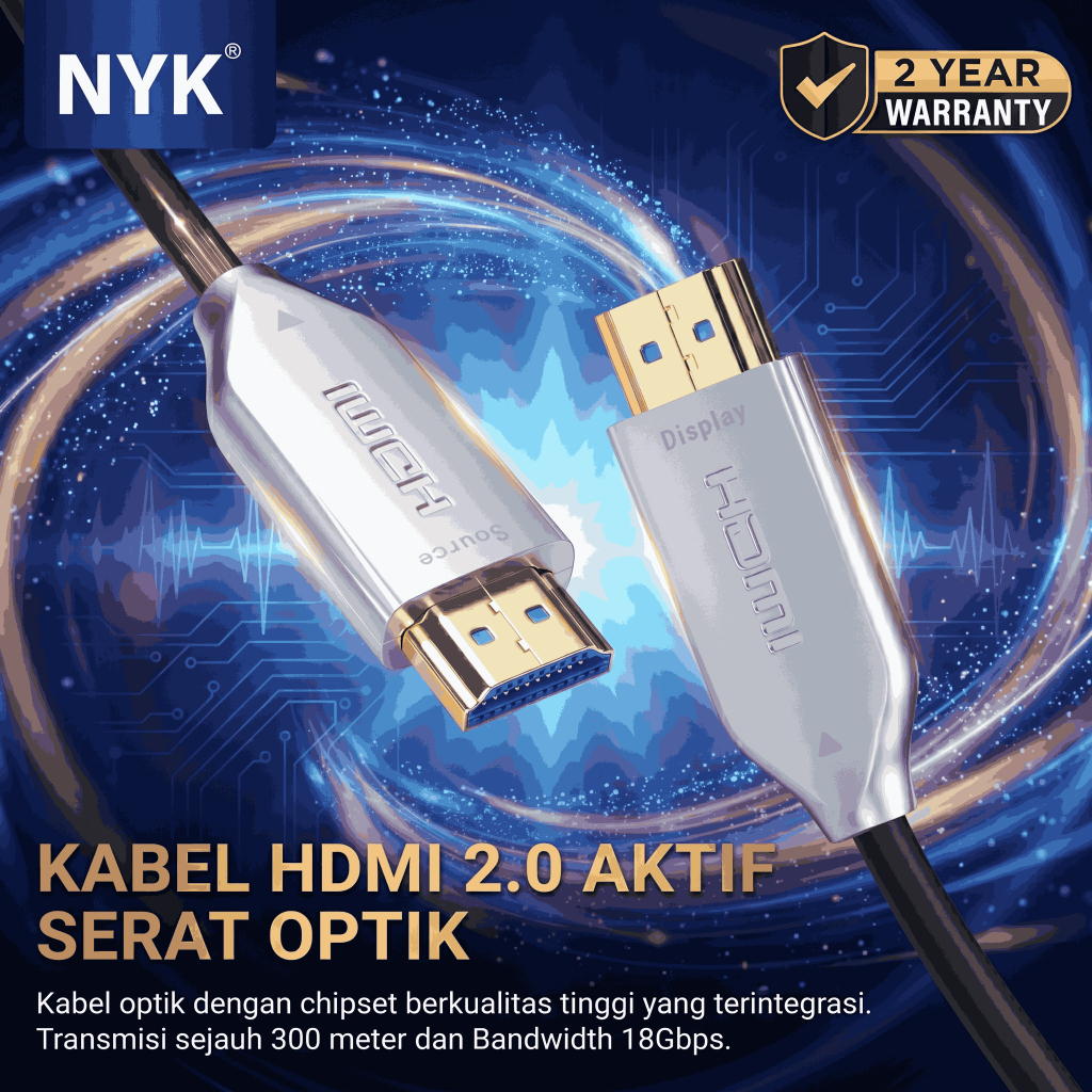 [ANTI-LAG] NYK Cable Fiber Optic 100M Kabel Active HDMI 2160P ULTRA HD 4K HDR COD