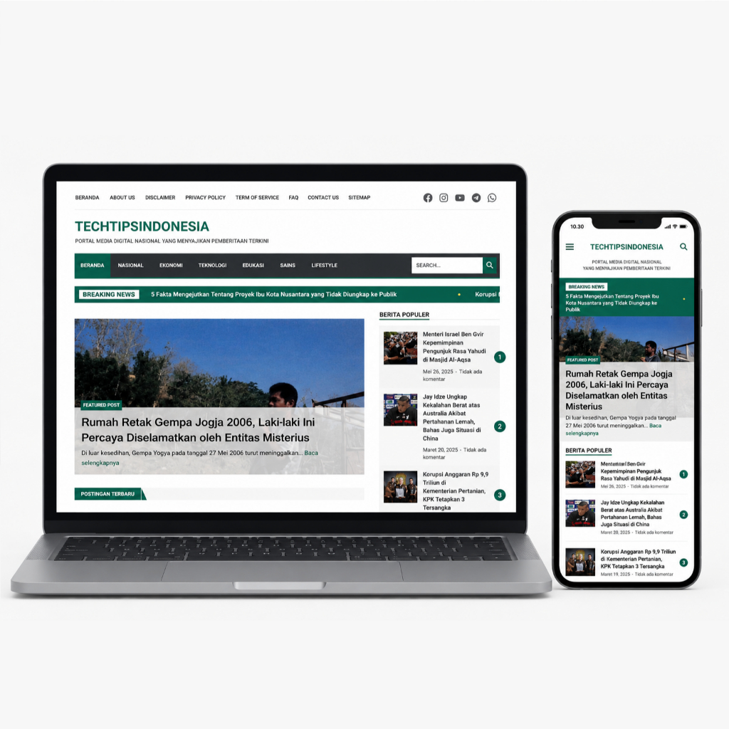 Website Portal Berita Techtips Indonesia - Full Artikel SEO & Responsive support Digitalciptamedia