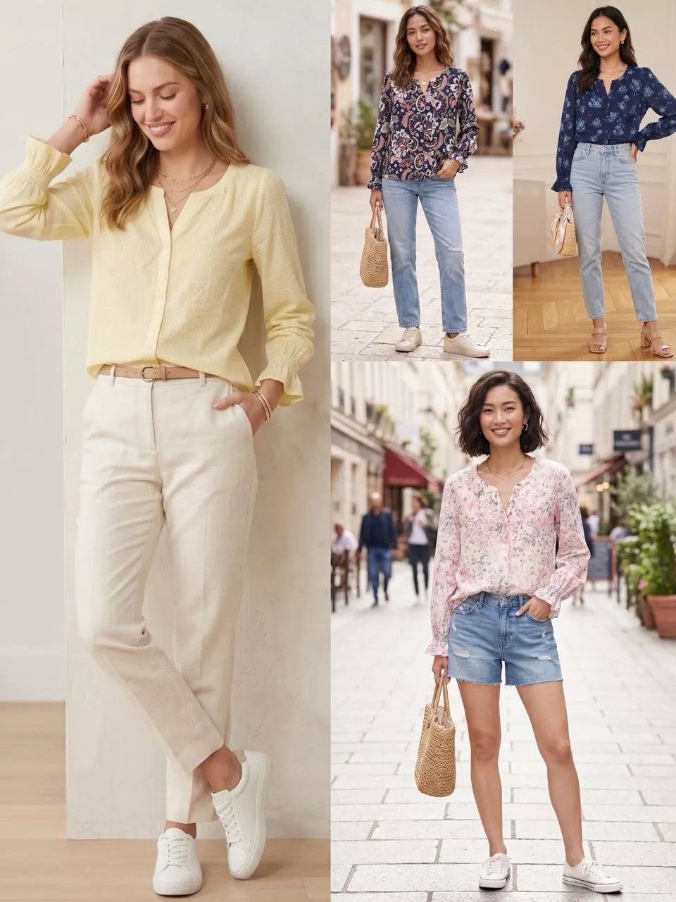 Atasan Lengan Panjang Wanita LF Women's Long Sleeve Split Neck Blouse - AT-2561