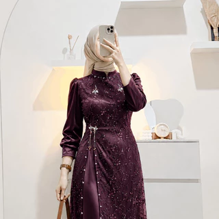 Khansa Gamis Kondangan Dress Pesta Wisuda Tunangan Lamaran Baju Wanita Melayu Baju Muslim Modern