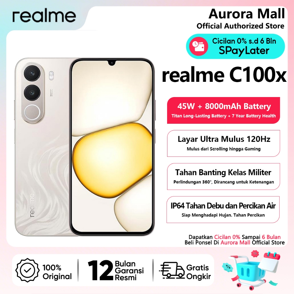 realme C100x 6/128GB 6/256GB - Garansi Resmi Hp Android Murah Terbaru 2026 Ori Handphone Bisa COD
