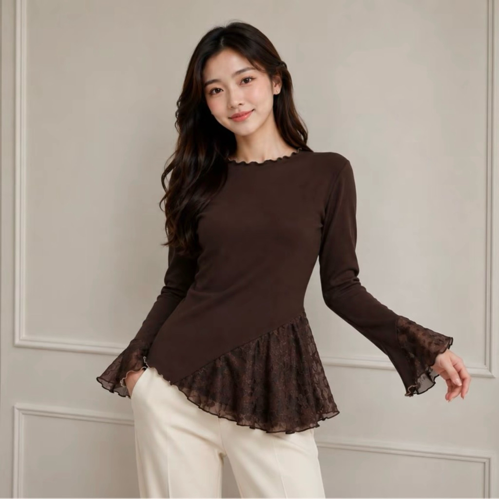 BELAWAI - Cantika Blouse Atasan Wanita Fit Body / Kaos Fit Body Wanita Lengan Panjang / Baju atasan wanita terbaru