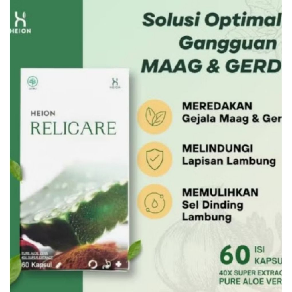 PROMO!! Relicare 1 Botol 60 Capsule Solusi Ampuh Asam Lambung Original Premium