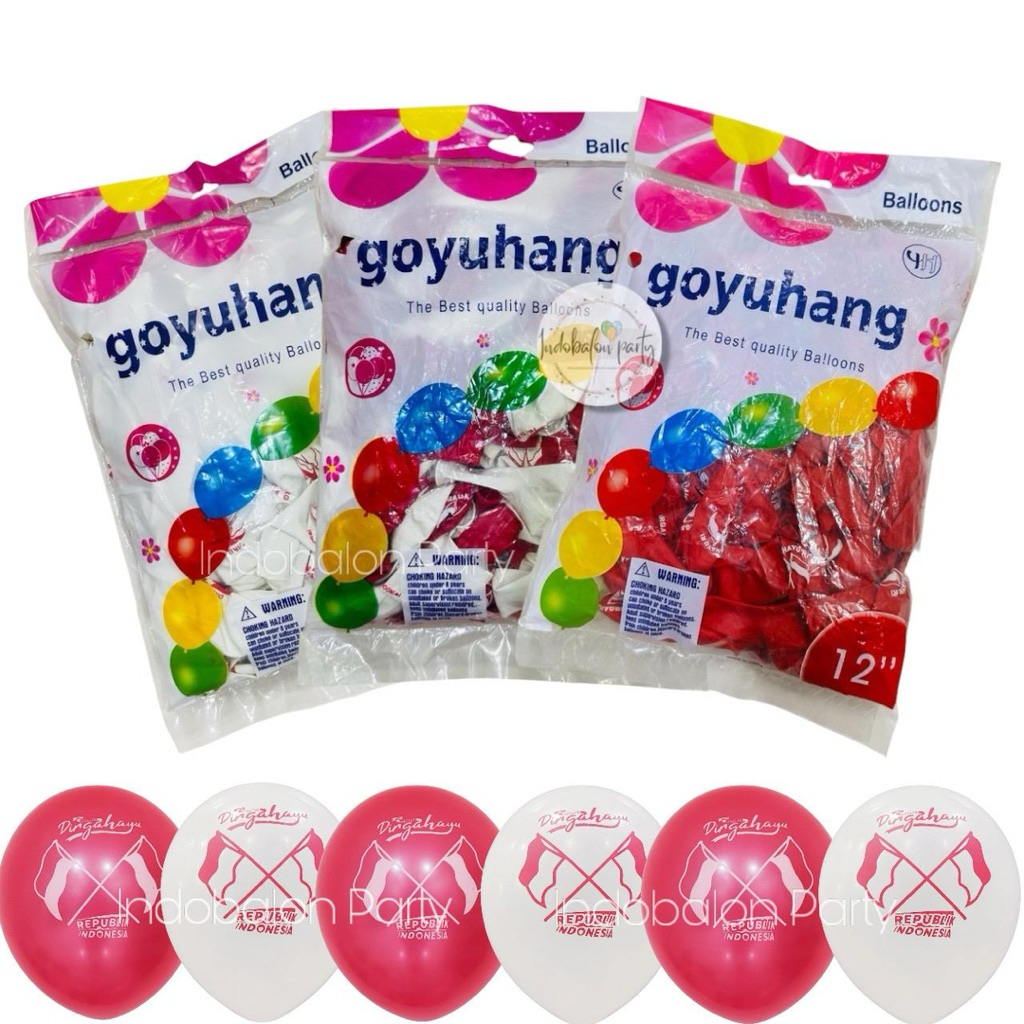 PACK ISI 100 (200GR) Balon latex DIRGAHAYU RI / balon merah putih 17 agustus