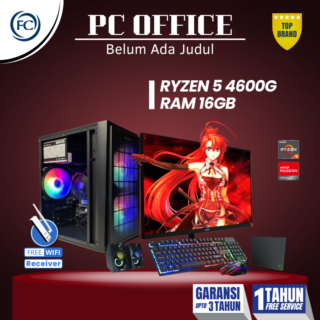 PC Gaming | Office | Design Hemat Ryzen 5 4600g Ram 16gb Include Monitor
