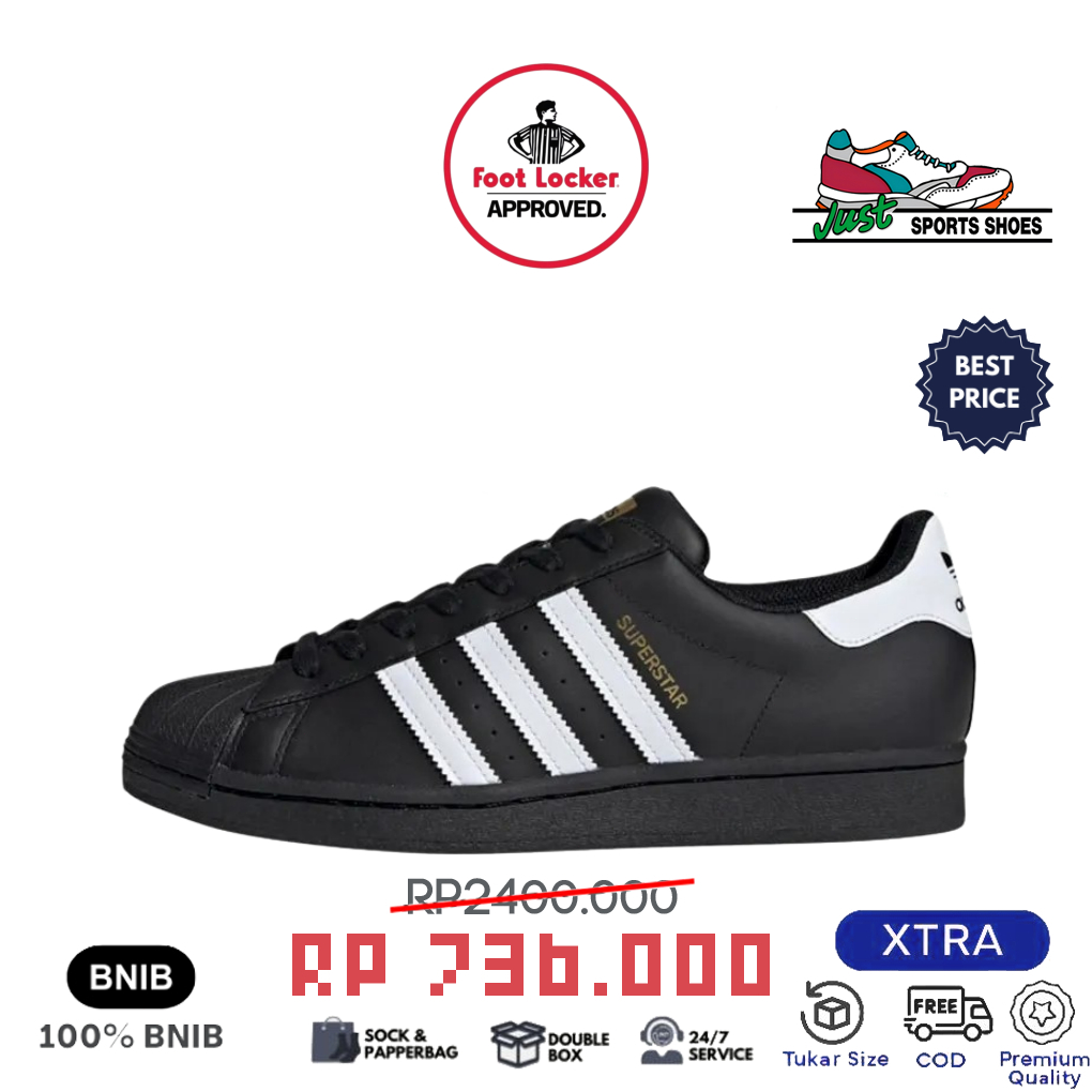 Jual Foot Locker Store Adidas Lifestyle Superstar Black 100% BNIB ...