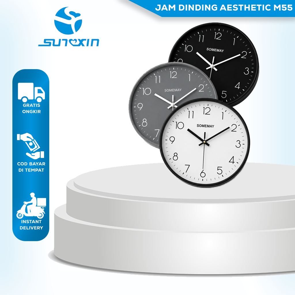 Sunxin Jam Dinding  M19/ Jam dinding aesthetic diameter 30 cm/ Jam dinding tempel