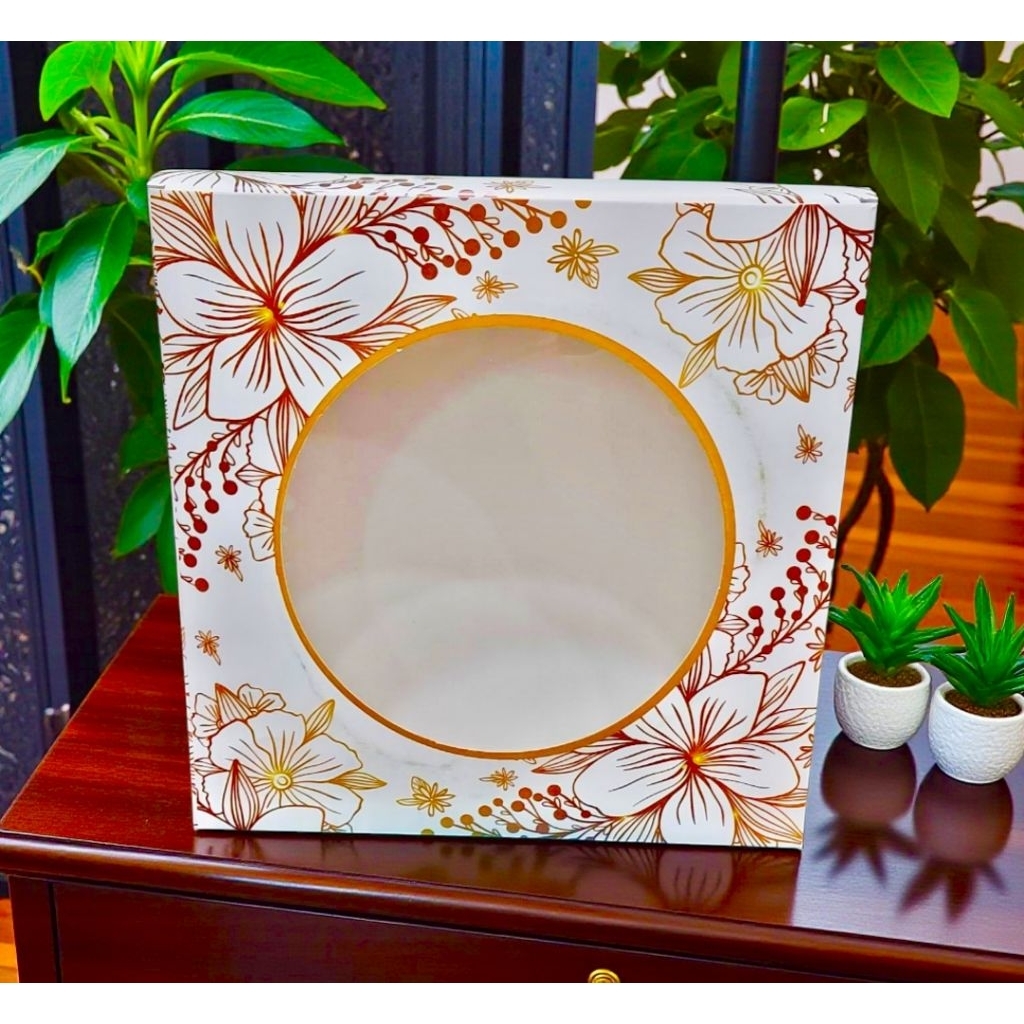 Jual BOX PIRING SOUVENIR 21x5x21 IVORY SLOP GOLD FLOWER 300GSM ...