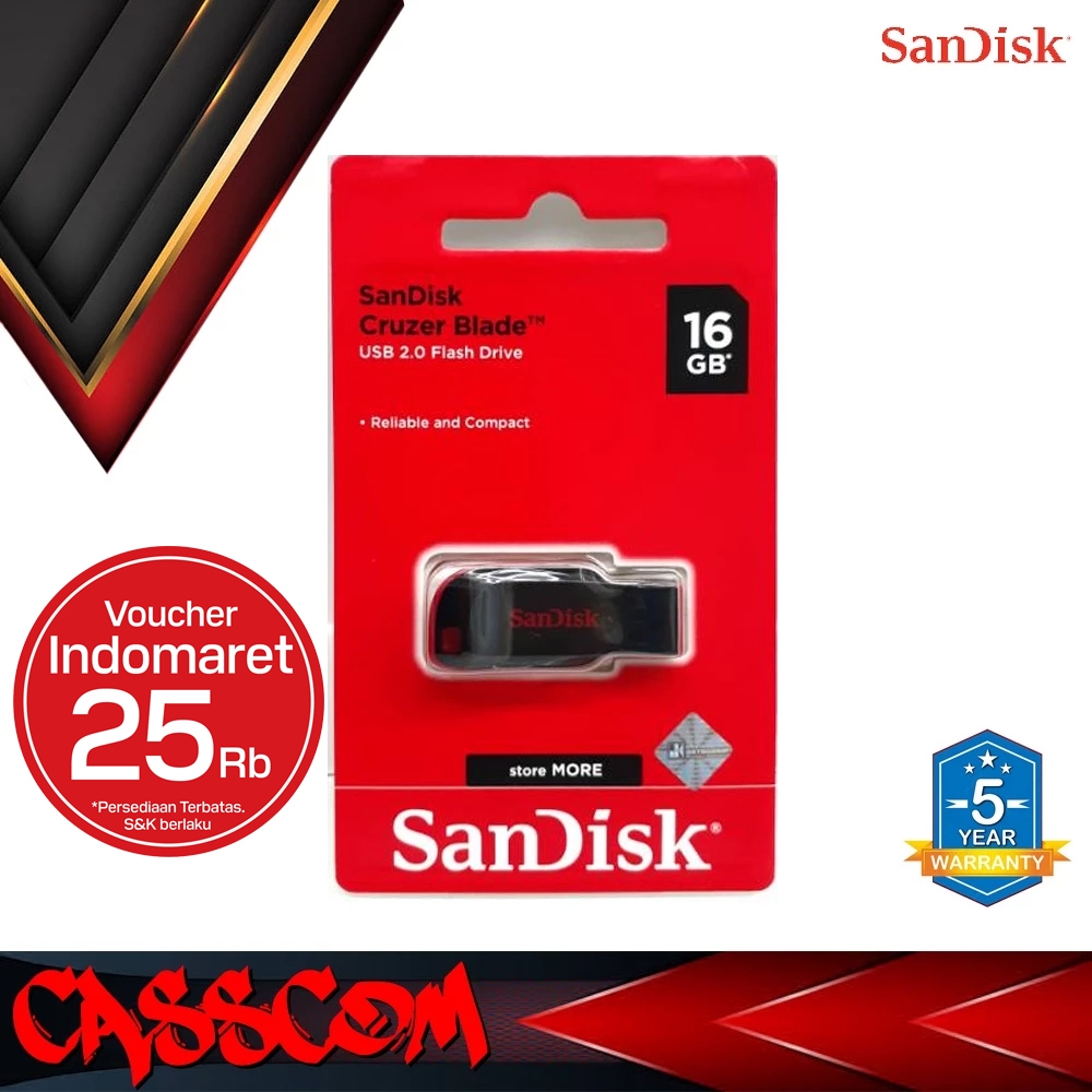 Jual Flashdisk FD Sandisk Cruzer Blade CZ50 16GB Original 2.0 | Shopee ...