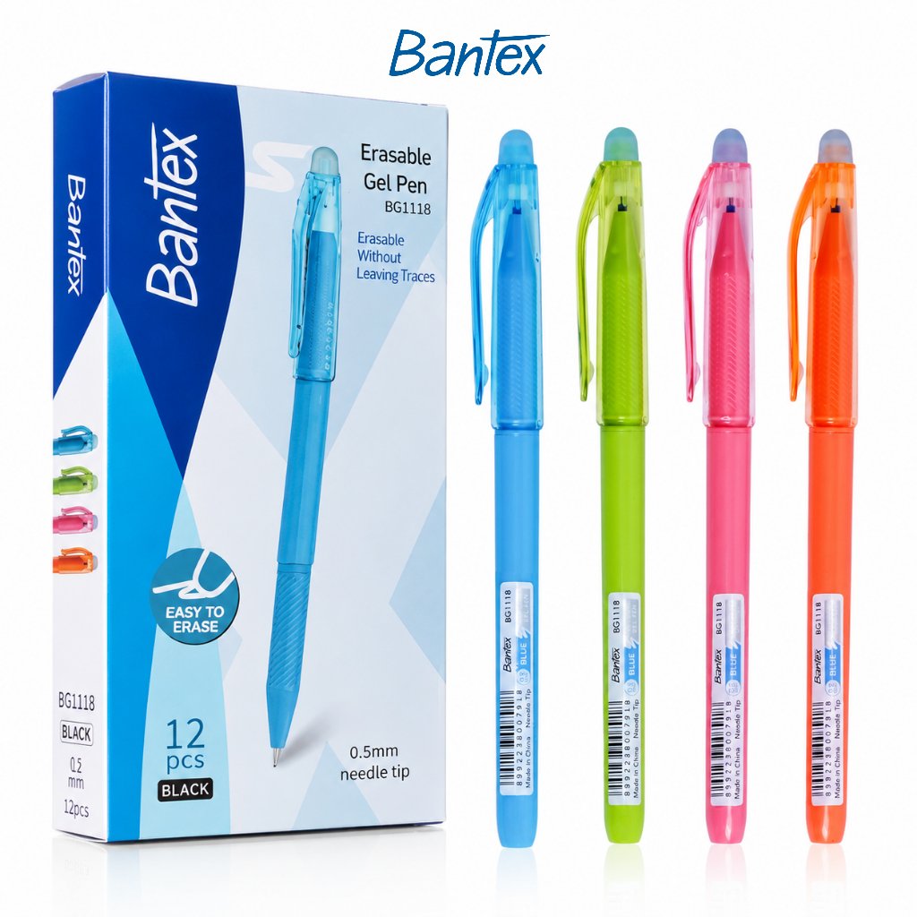 Bantex Pena 0.5 mm / Erasable Gel Pen Model Tutup Tinta Hitam Bisa Dihapus BG1118