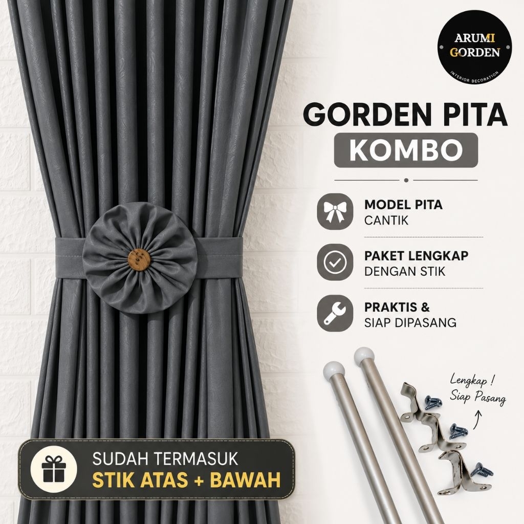 PROMO KOMPLIT Free Stik Gorden Jendela Kaca minimalis Polos Kupu kupu Ikat embos Model Terbaru