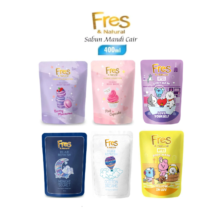 PHINKL Fres and Natural body wash refill 400ml isi ulang hemat anti bakteri kuman virus