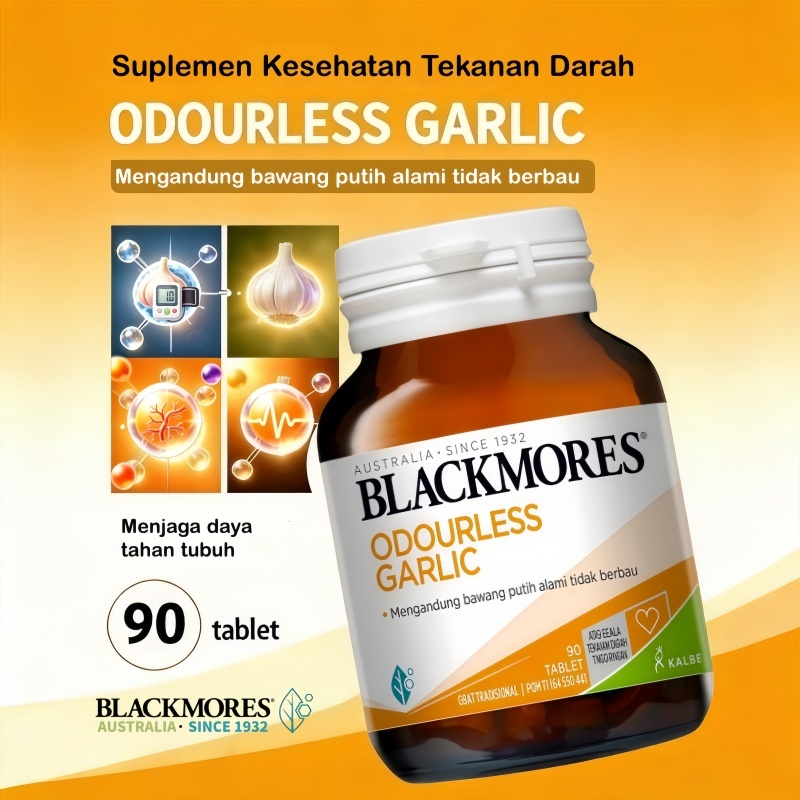 BLACKMORES GARLIC OIL 90 CAPS | SUPLEMEN HIPERTENSI, DARAH TINGGI, TENSI, GEJALA DARAH TINGGI RINGAN, KESEHATAN
