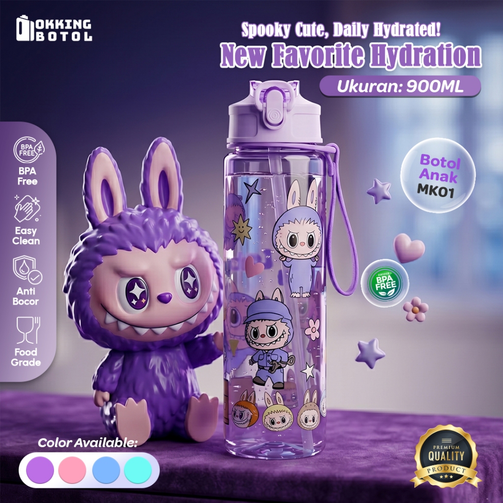 Jual BOTOL MINUM LABUBU KAPASITAS 900 ML - BOTTLE WATER LABUBU - BOTOL ...
