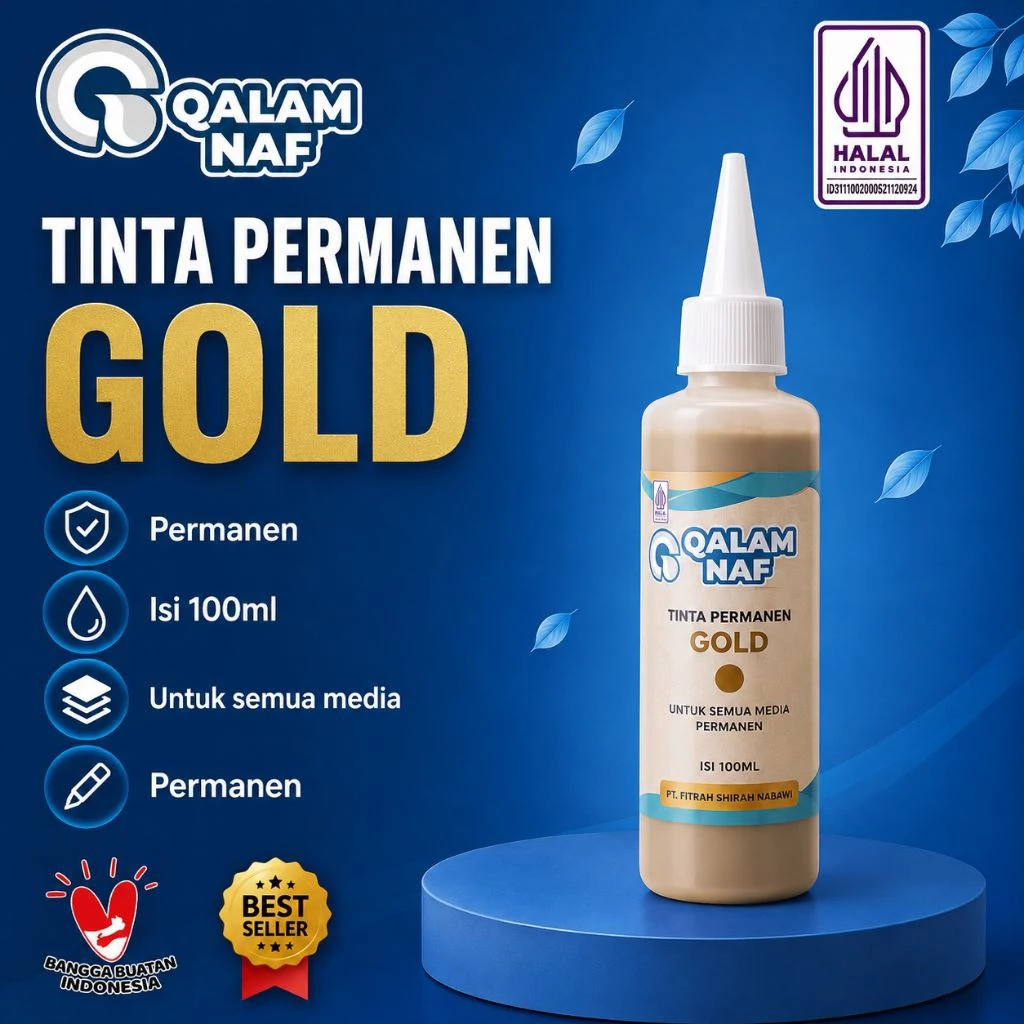 Tinta Spidol Permanen Gold Qalam Naf Warna Gold Emas 100 ml