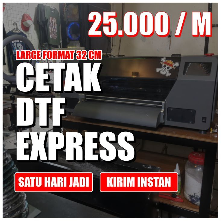Jasa Cetak DTF Meteran - Desain Full Colour, Tinta Pekat, Mudah Dipisahkan, Siap press ukuran 32 cm x 100 cm