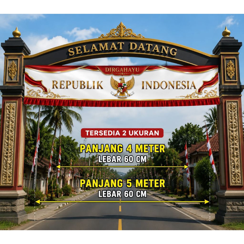 Bendera lespang Merah Putih 4M 5M x 60cm Umbul Umbul HUT RI 17 Agustus Bendera Dirgahayu Republik Indonesia Dekorasi Jalan Desa