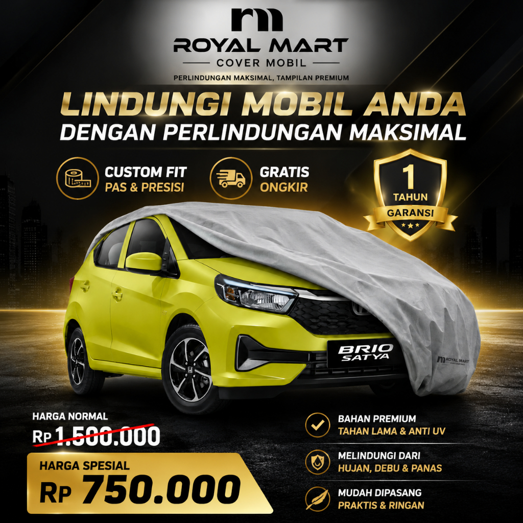 ROYAL MART Cover Mobil Premium Hatchback/City Car 4 Layer Jazz/Yaris/Brio/Ayla Waterproof Anti UV Anti  Hujan Anti Panas Bergaransi - Sarung Mobil Body Cover Pelindung Mobil Custom Fit