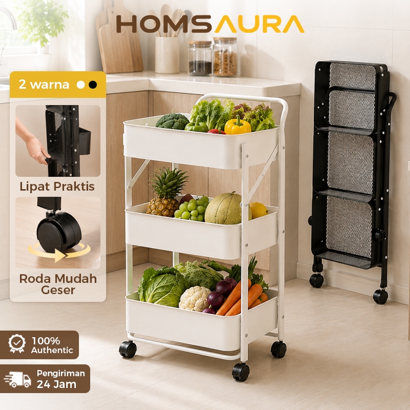 Jual Homsaura Rak Troli Lipat / Rak Troli Besi / Rak Multifungsi 3 ...