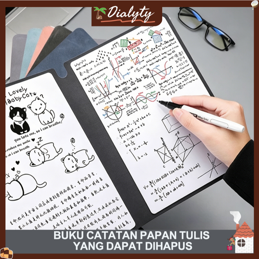 Jual Papan Tulis Portable A5 Whiteboard Notebook PU Leather with Pen ...
