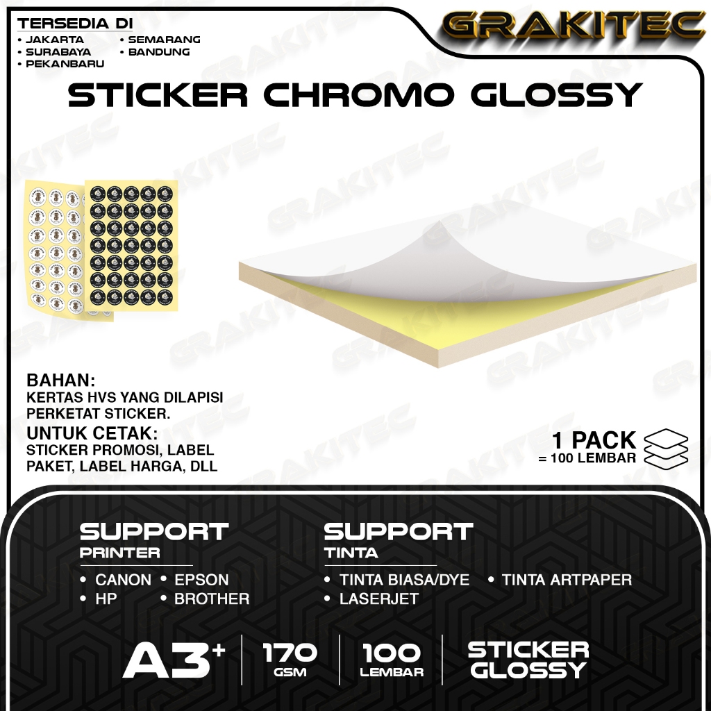 Jual Sticker Chromo A3+ Glossy / Doff HVS 100 / 300 Lembar | Stiker ...