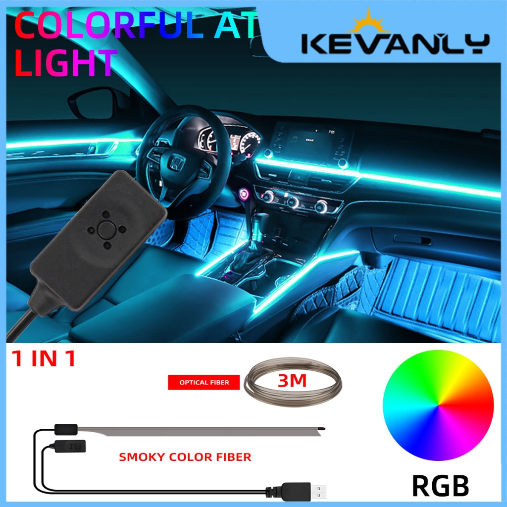 Jual Lampu ambient interior mobil neon 7 warna USB, lampu keren RGB 1 ...