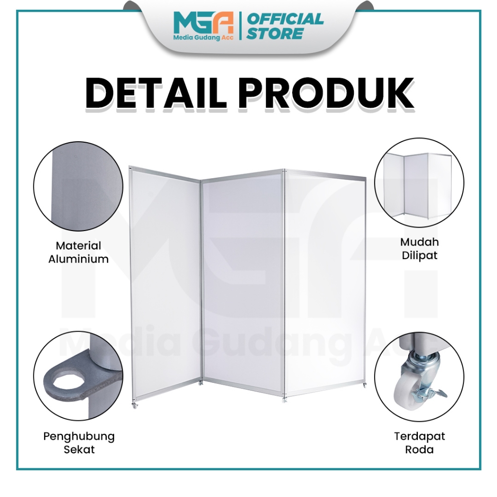 Jual Sekat Pembatas Sketsel 100*200 Silver - 5 Pintu + Roda / Panel ...
