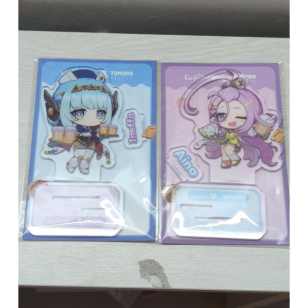 Jual Ready Pre-loved Standee Genshin impact x Tomoro coffee Aino and ...