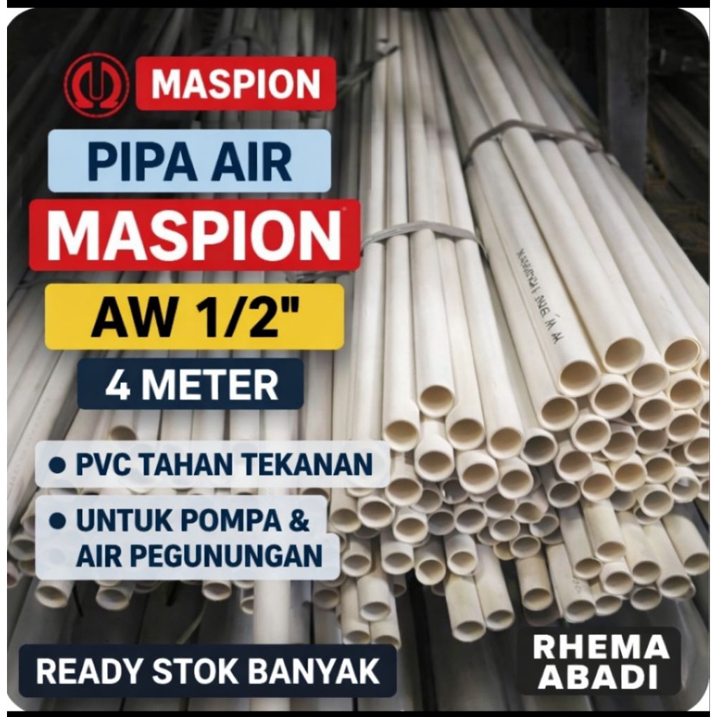 Jual Pralon Pvc Pipa Air MASPION AW 1/2