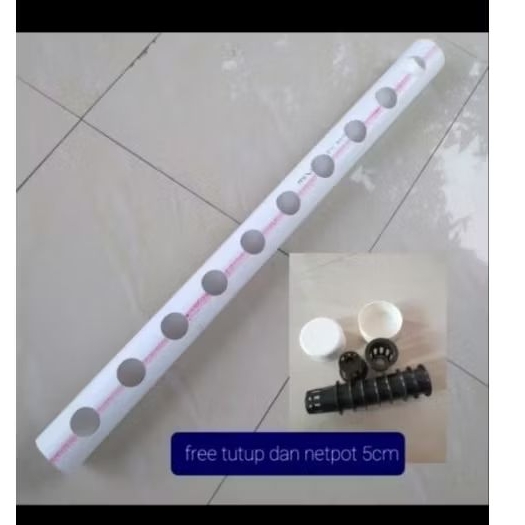 pipa hidroponik 2inc 1 meter free tutup dan netpot