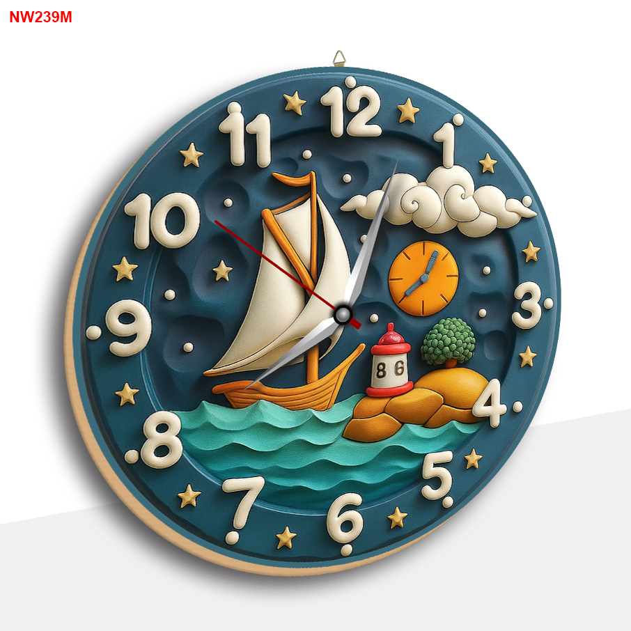 ARYASTORE.ID NW239 Jam Dinding Aesthetic Karakter PERAHU Hiasan Kamar Tidur Home Sweet Home
