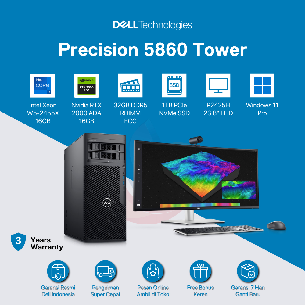 Jual Dell Precision 5860 Tower Workstation [Intel Xeon W5-2455X-32GB ...