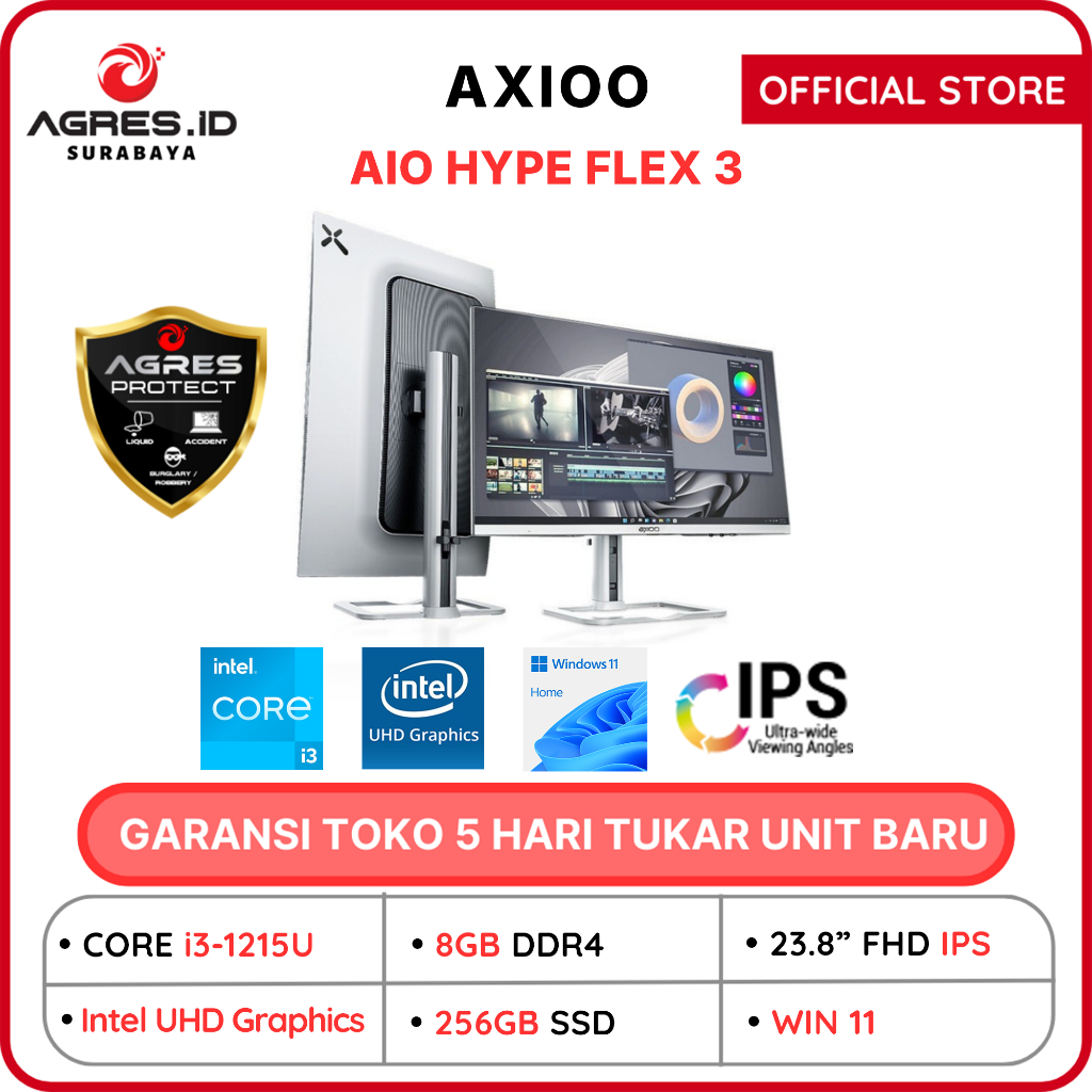 Jual AXIOO AIO HYPE FLEX 3 I3 1215 8GB 256GB DOS/WINDOWS 23.8FHD IPS ...