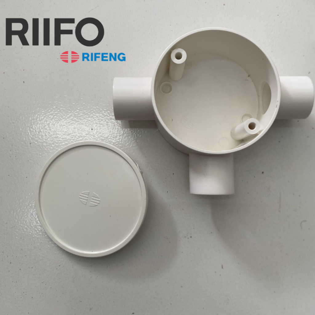 Jual RIIFO Conduit T Dus 20mm 3 Way Round Junction Box PVC 20 mm 1/2 ...