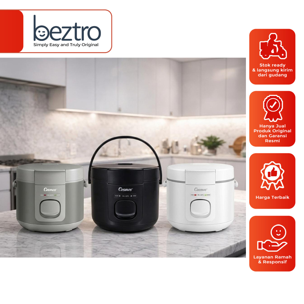 Cosmos Rice Cooker CRJ3375G Lumo Series 3 in 1 Magic Com Non-Stick  Silver