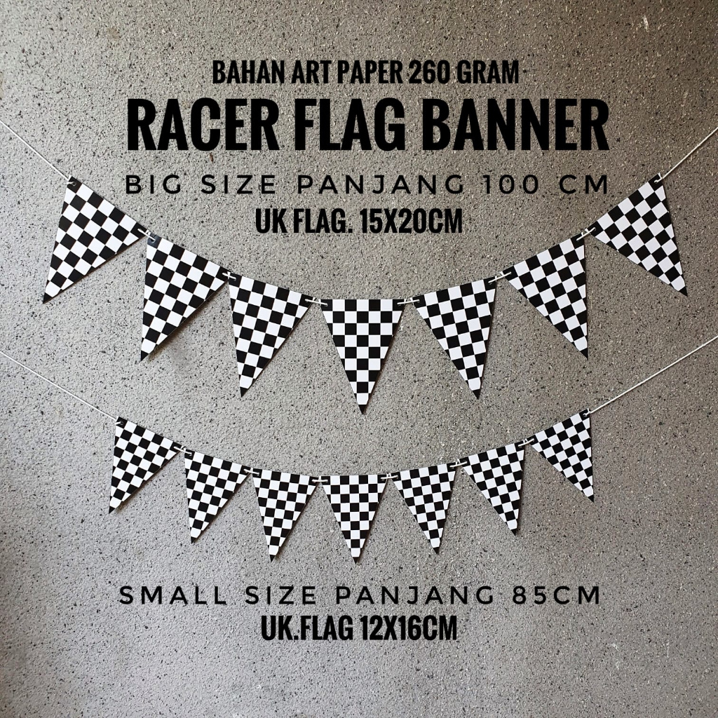 Jual Racer Flag Racing Flag Banner Bunting Happy Birthday Dekorasi ...