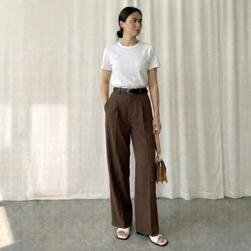 Viona Pants Celana Highwaist Trousers Loose Pants Kulot Wanita Anti Kusut Resleting Depan
