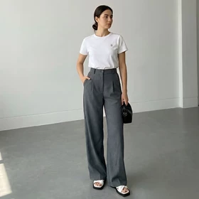 Viona Pants Celana Highwaist Trousers Loose Pants Kulot Wanita Anti Kusut Resleting Depan
