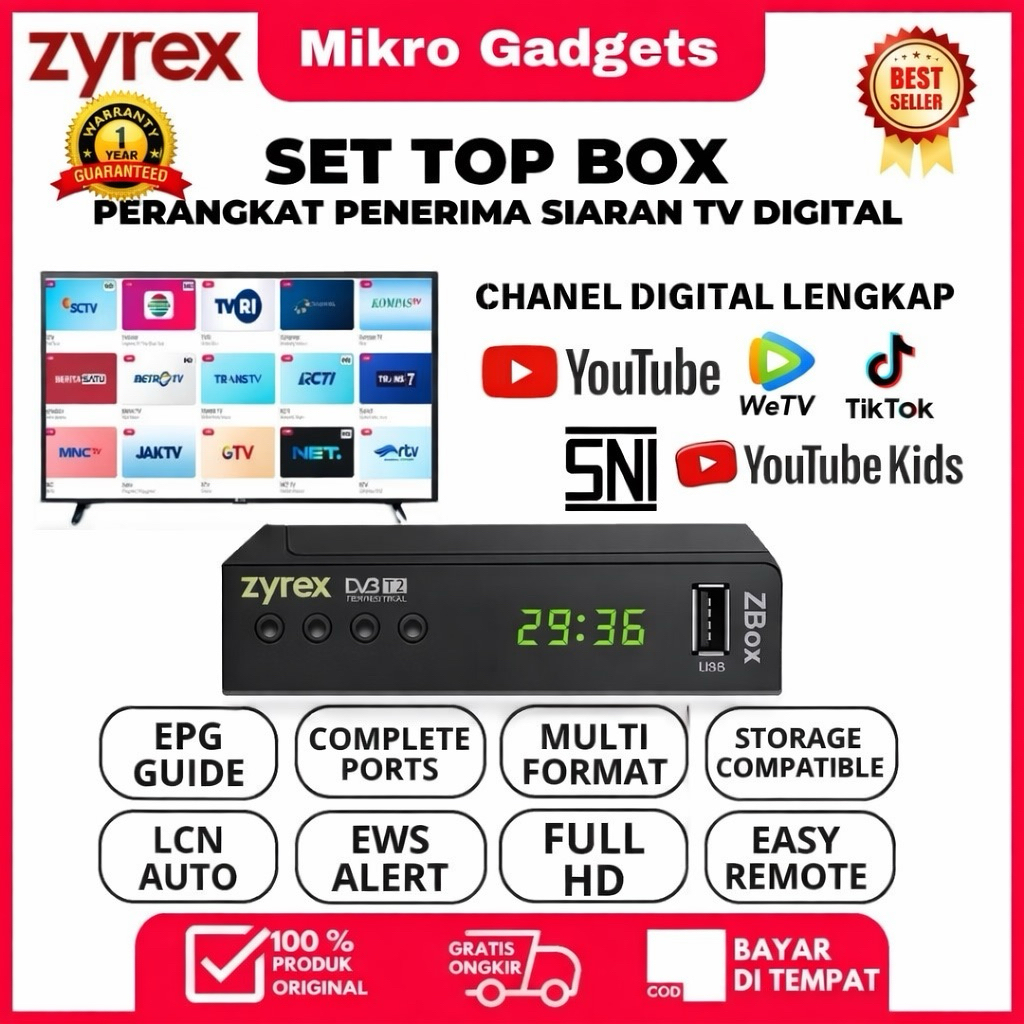 Jual Set Top Box Tv Digital STB Zyrex STB DVB T2 chipset Sunplus ...