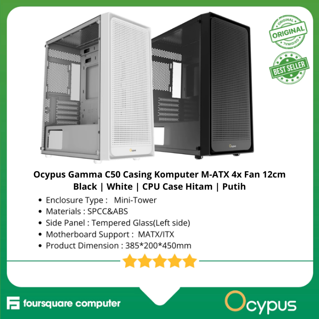 Jual Ocypus Gamma C50 Casing Komputer M-ATX 4x Fan 12cm Black | White ...
