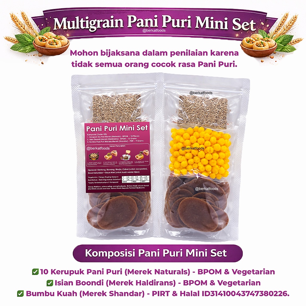 Jual Multigrain Pani Puri Set Lengkap Mini / 10 Kerupuk Dry Puri India ...